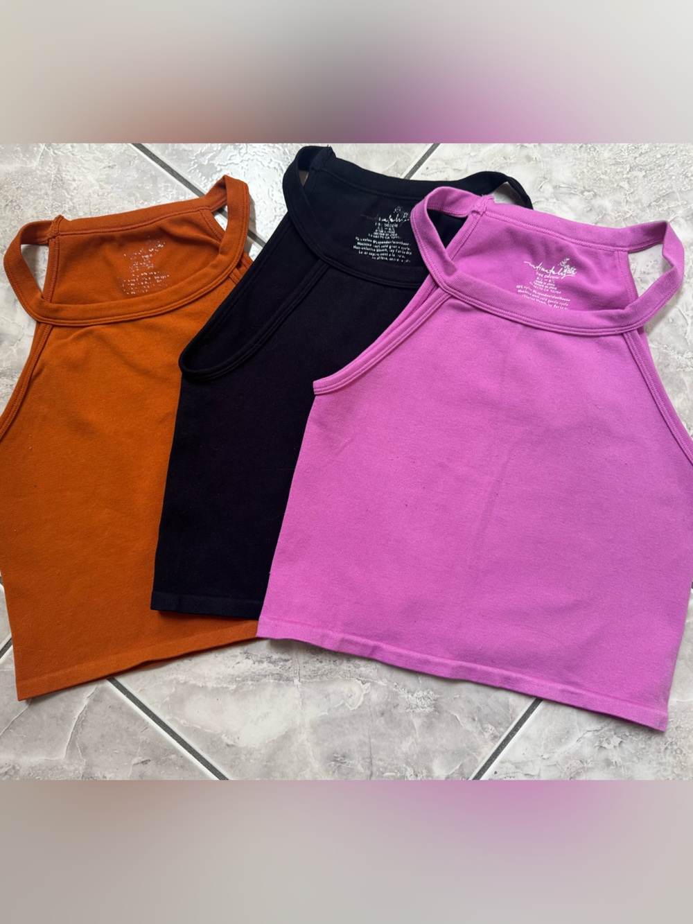 Free People Ribbed Halter Tank Tops - Rust, Black, Orchid Pink